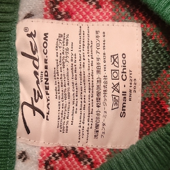 Fender® 2023 T-Rex Ugly Christmas Sweater Size Small - Picture 4 of 6